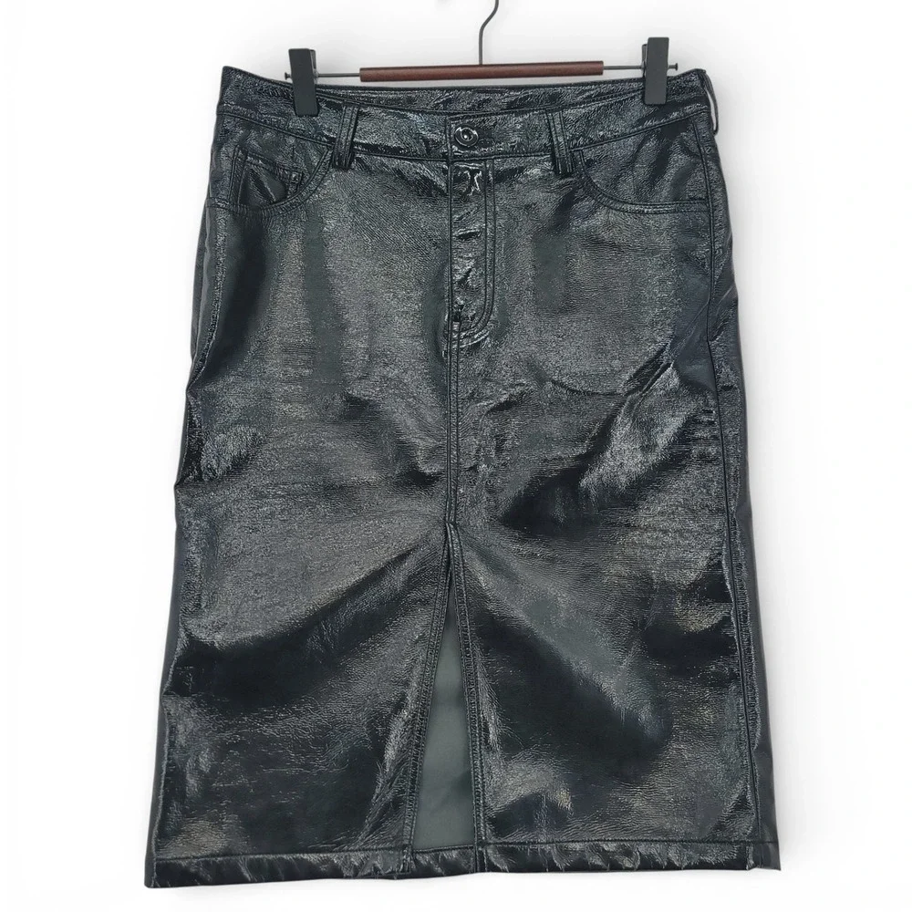 Divided H&M Women 4 Faux Leather‎ Pencil Skirt Black Y2K Street